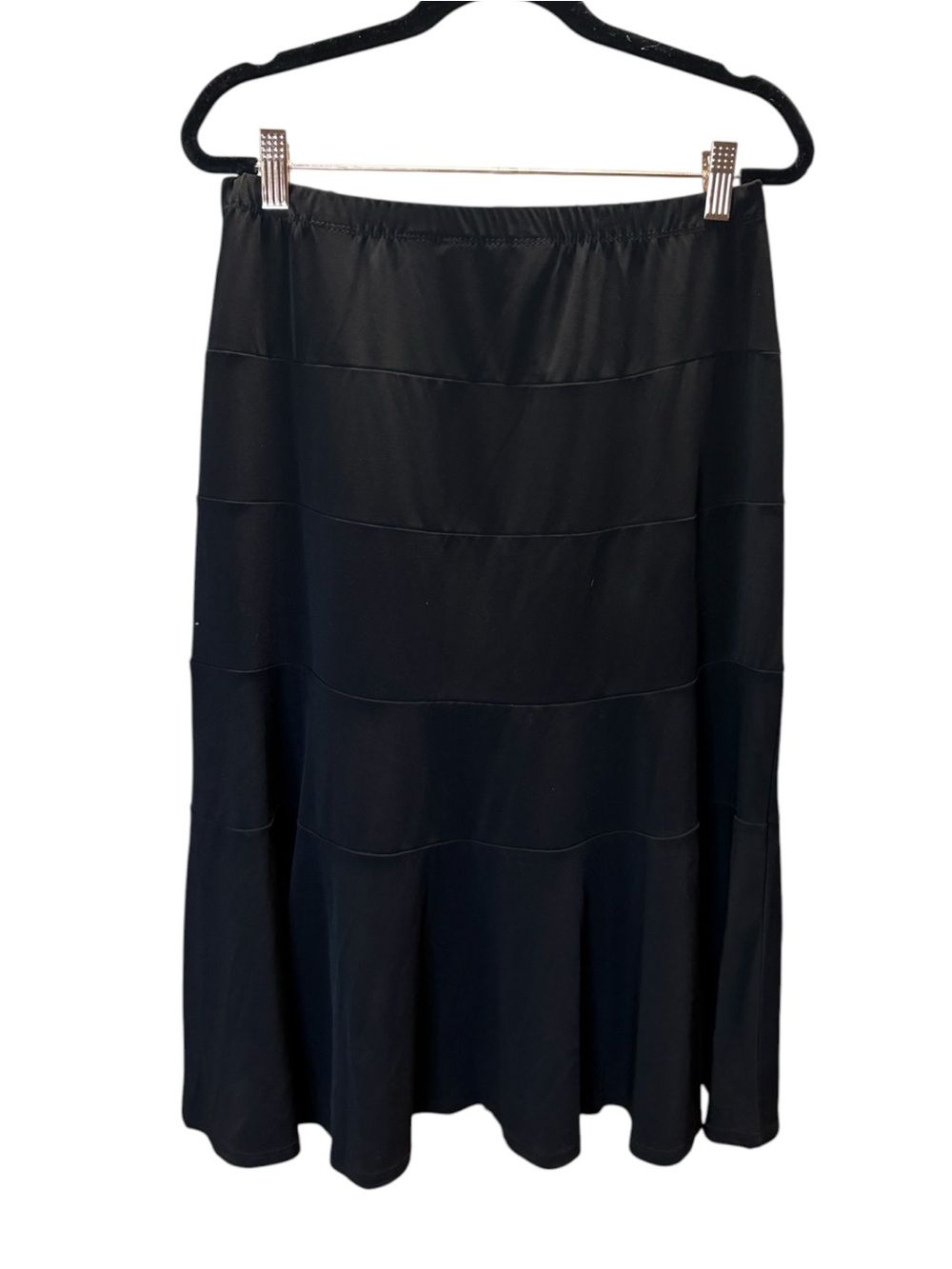 Simonton Says Classic Black A-Line Skirt with Subtle Tiered Panels